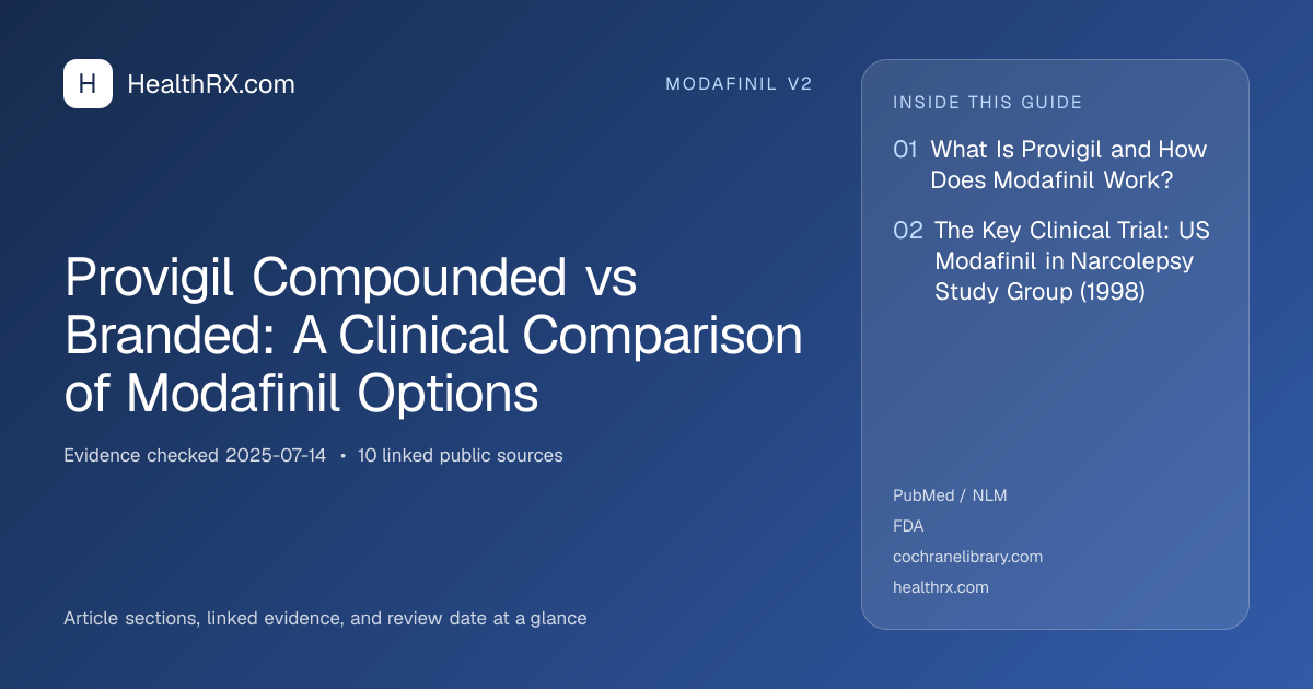 Evidence overview for Provigil Compounded vs Branded: A Clinical Comparison of Modafinil Options