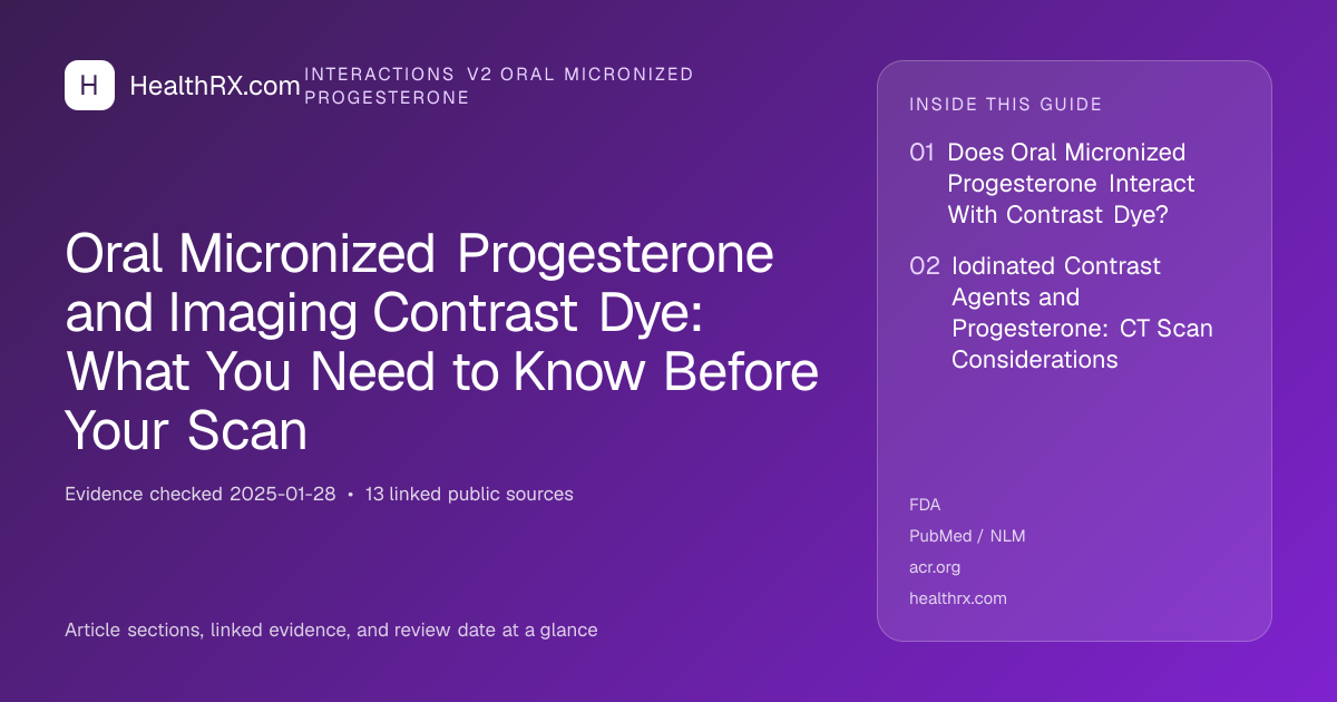 Evidence overview for Oral Micronized Progesterone and Imaging Contrast Dye: What You Need to Know Before Your Scan