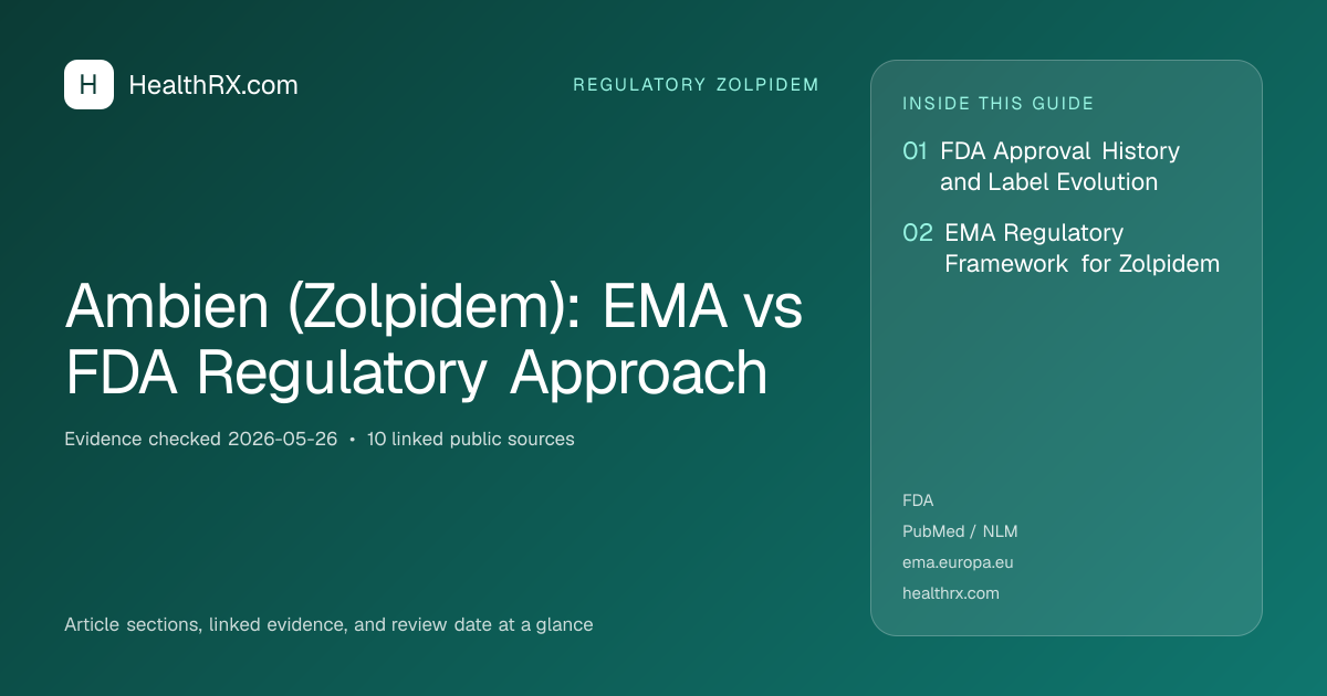 Evidence overview for Ambien (Zolpidem): EMA vs FDA Regulatory Approach