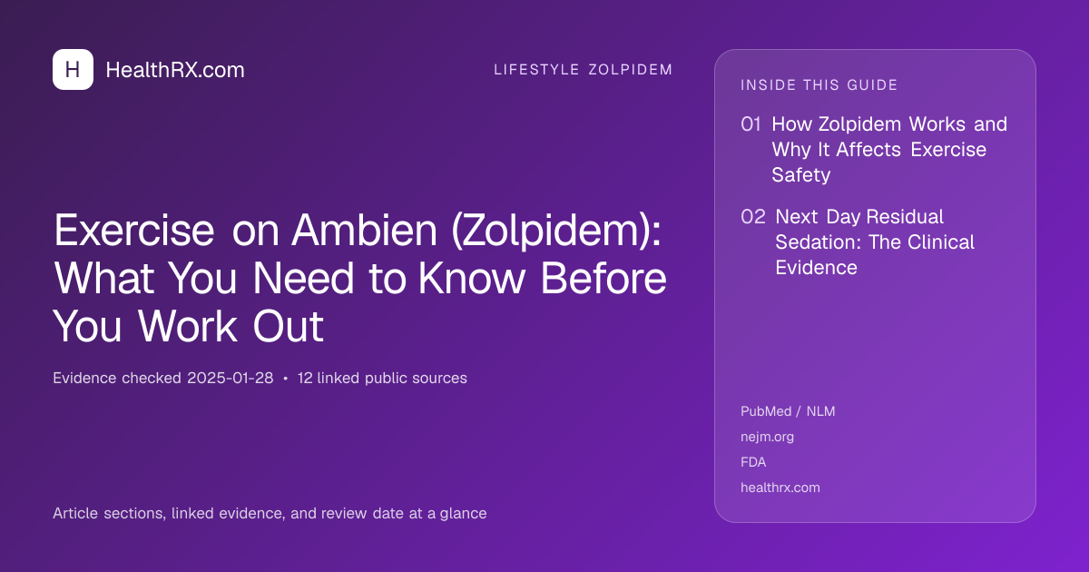 Evidence overview for lifestyle zolpidem: Exercise on Ambien (Zolpidem): What You Need to Know Before You Work Out