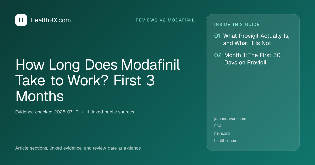 Evidence overview for reviews v2 modafinil: How Long Does Modafinil Take to Work? First 3 Months