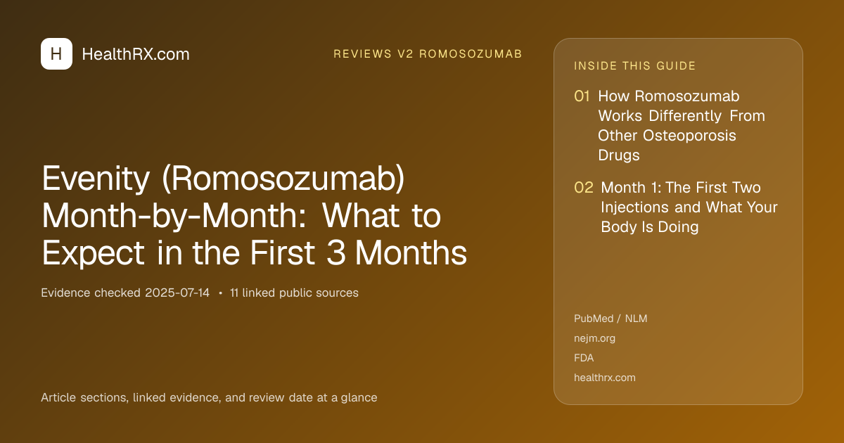 Evidence overview for reviews v2 romosozumab: Evenity (Romosozumab) Month-by-Month: What to Expect in the First 3 Months