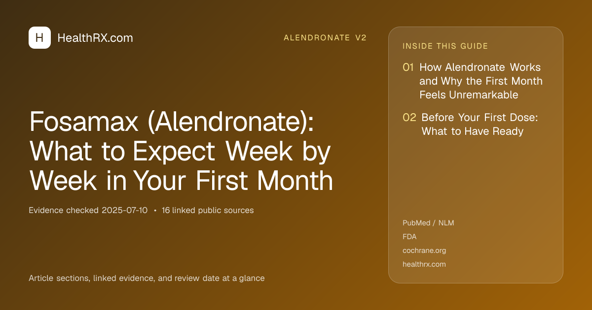 Evidence overview for alendronate v2: Fosamax (Alendronate): What to Expect Week by Week in Your First Month
