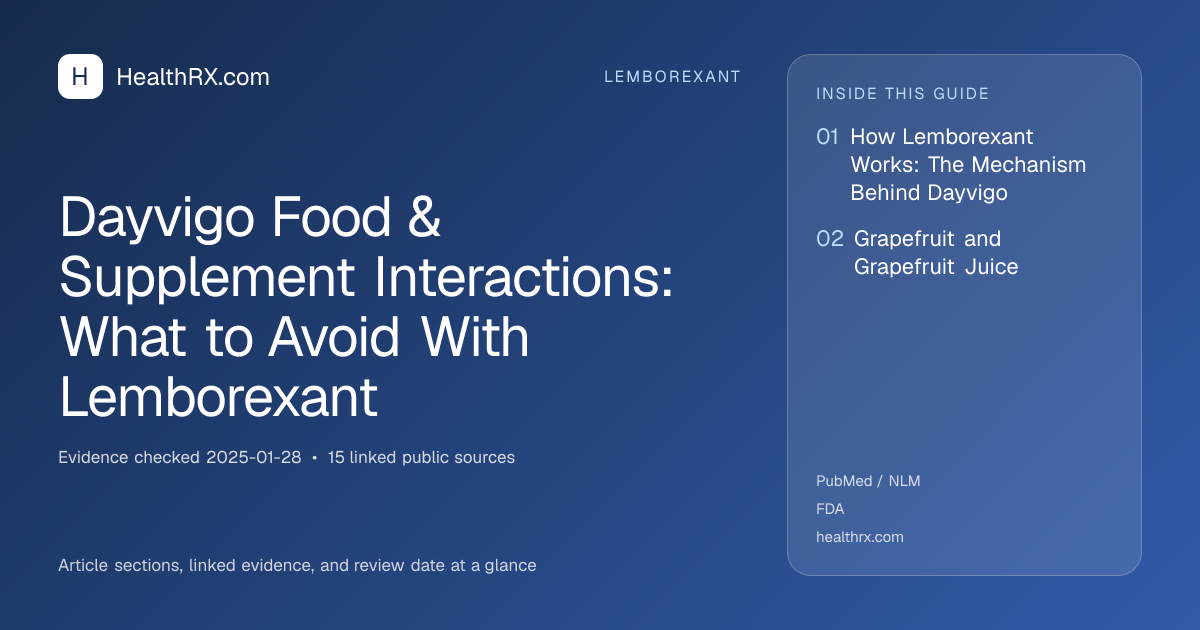 Evidence overview for lemborexant: Dayvigo Food & Supplement Interactions: What to Avoid With Lemborexant