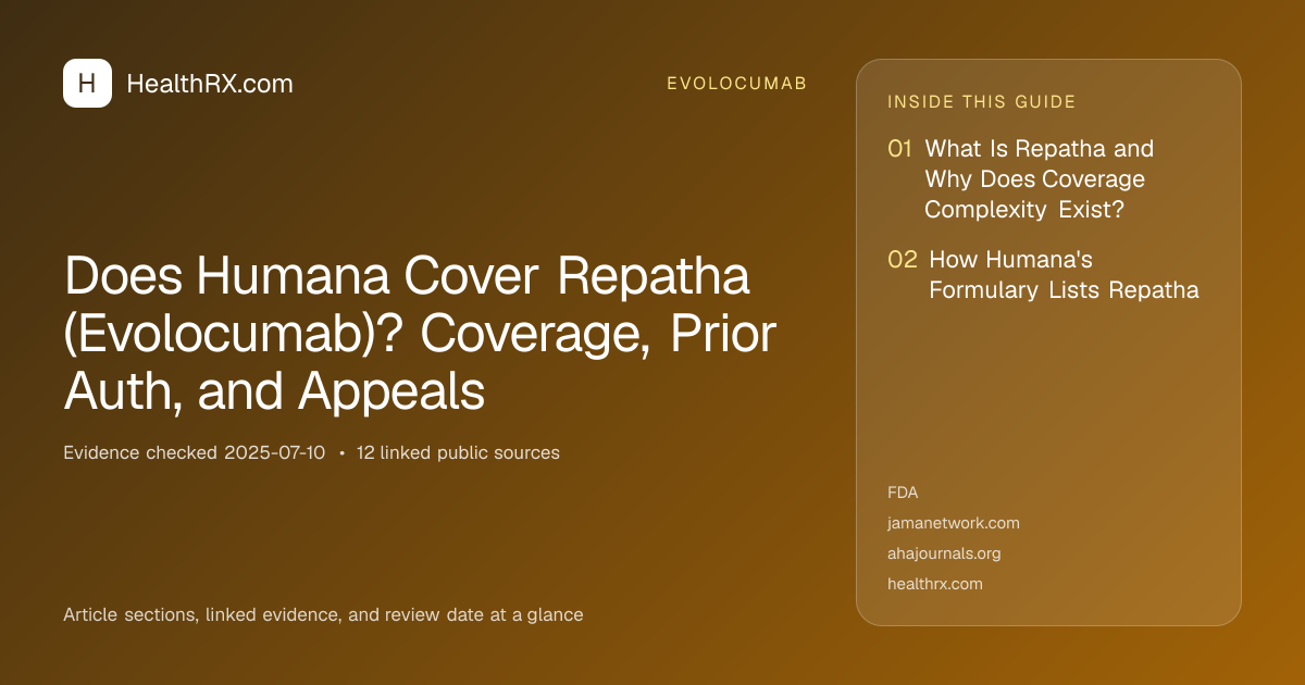 Evidence overview for Does Humana Cover Repatha (Evolocumab)? Coverage, Prior Auth, and Appeals