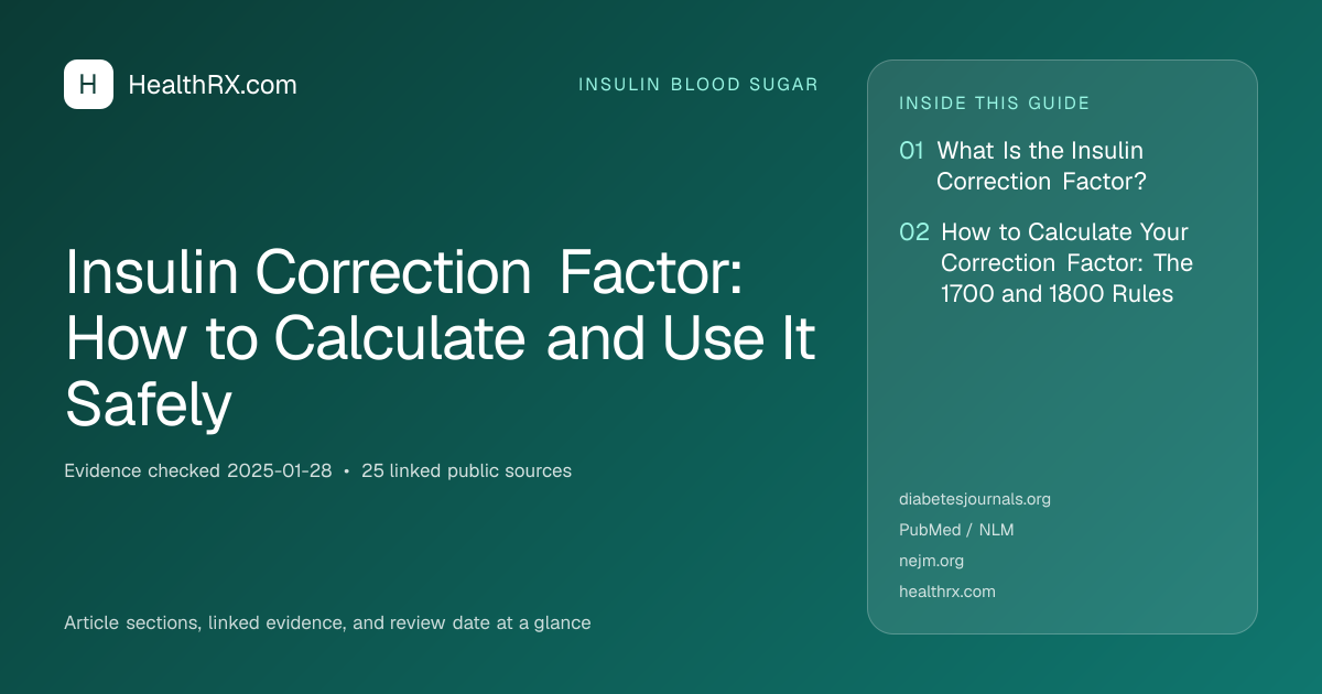 Evidence overview for insulin blood sugar: Insulin Correction Factor: How to Calculate and Use It Safely