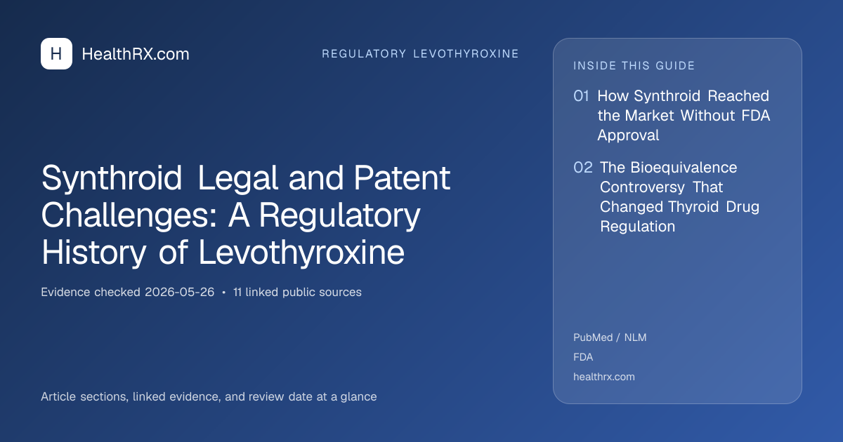 Evidence overview for Synthroid Legal and Patent Challenges: A Regulatory History of Levothyroxine