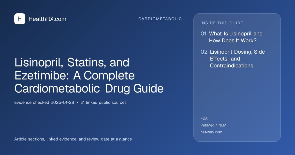 Evidence overview for cardiometabolic: Lisinopril, Statins, and Ezetimibe: A Complete Cardiometabolic Drug Guide
