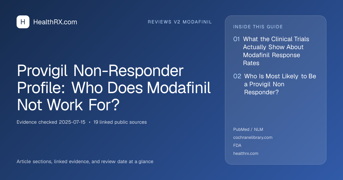 Evidence overview for reviews v2 modafinil: Provigil Non-Responder Profile: Who Does Modafinil Not Work For?
