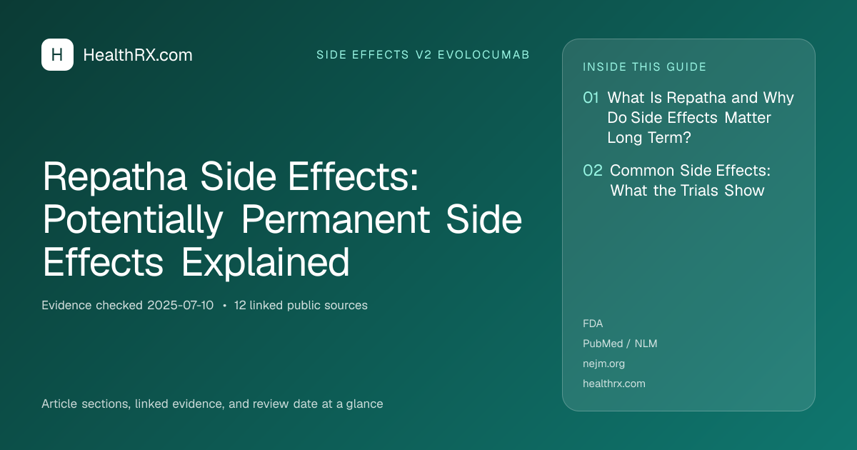 Evidence overview for Repatha Side Effects: Potentially Permanent Side Effects Explained