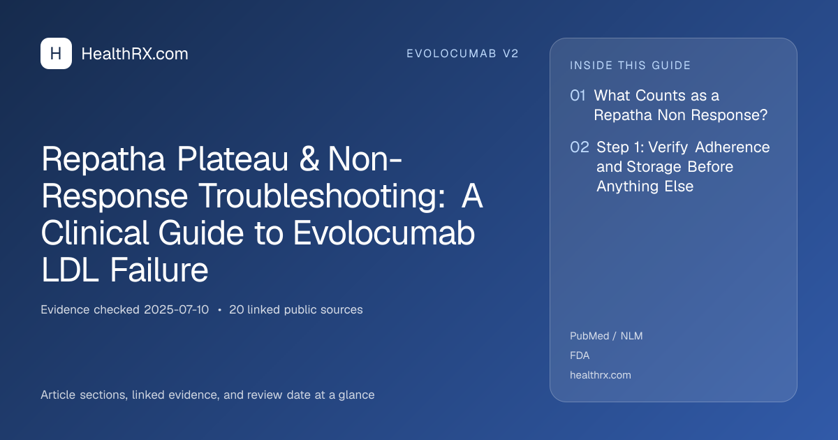 Evidence overview for Repatha Plateau & Non-Response Troubleshooting: A Clinical Guide to Evolocumab LDL Failure