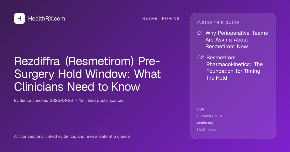 Evidence overview for resmetirom v2: Rezdiffra (Resmetirom) Pre-Surgery Hold Window: What Clinicians Need to Know
