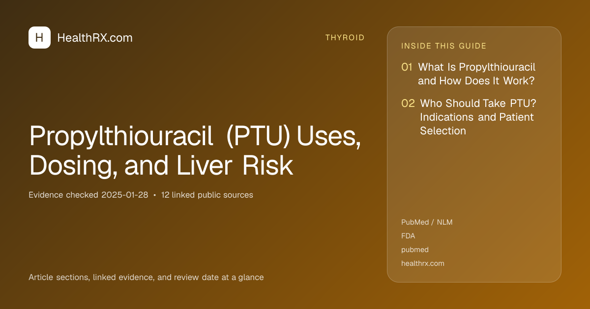 Evidence overview for Propylthiouracil (PTU) Uses, Dosing, and Liver Risk