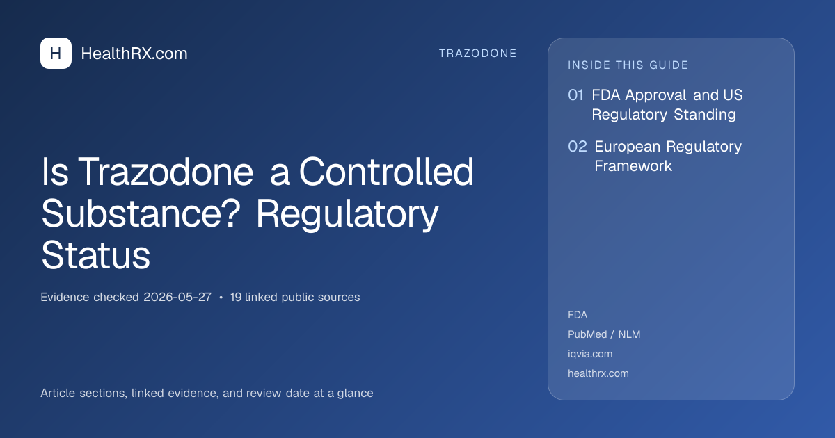 Evidence overview for Is Trazodone a Controlled Substance? Regulatory Status