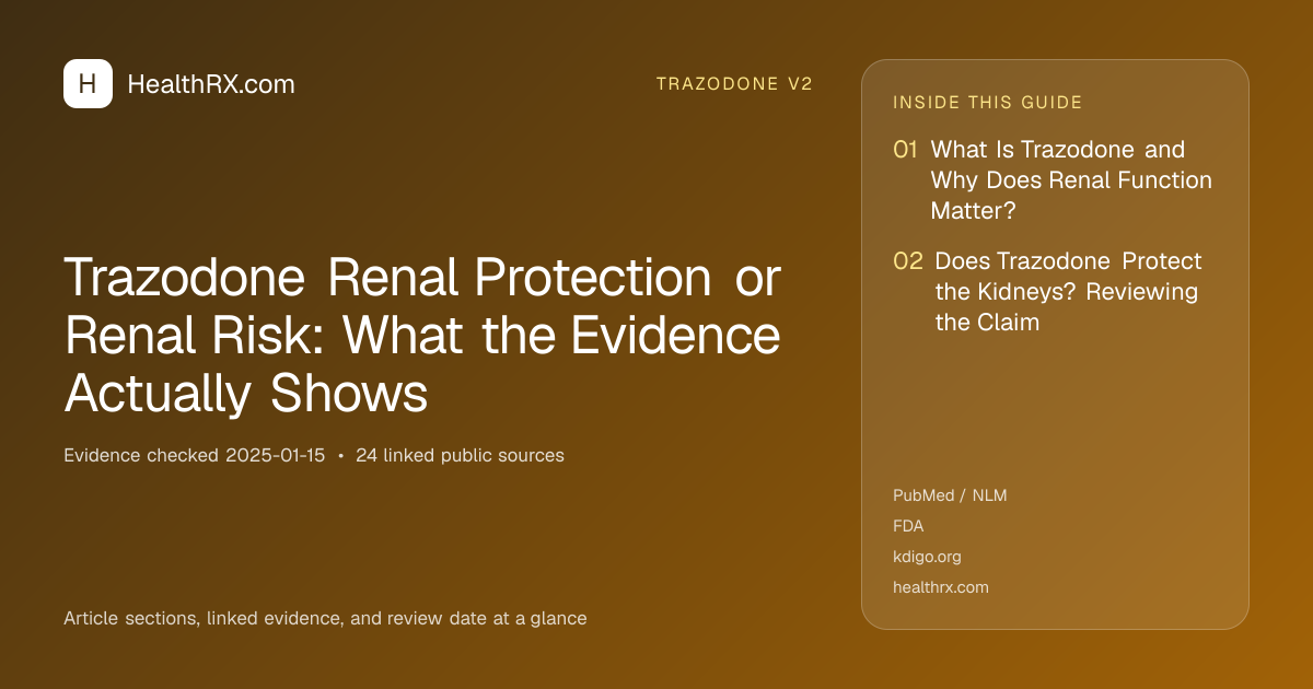 Evidence overview for Trazodone Renal Protection or Renal Risk: What the Evidence Actually Shows