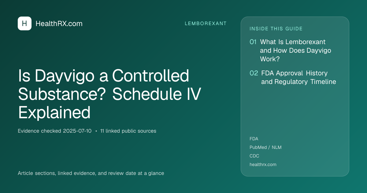 Evidence overview for Is Dayvigo a Controlled Substance? Schedule IV Explained