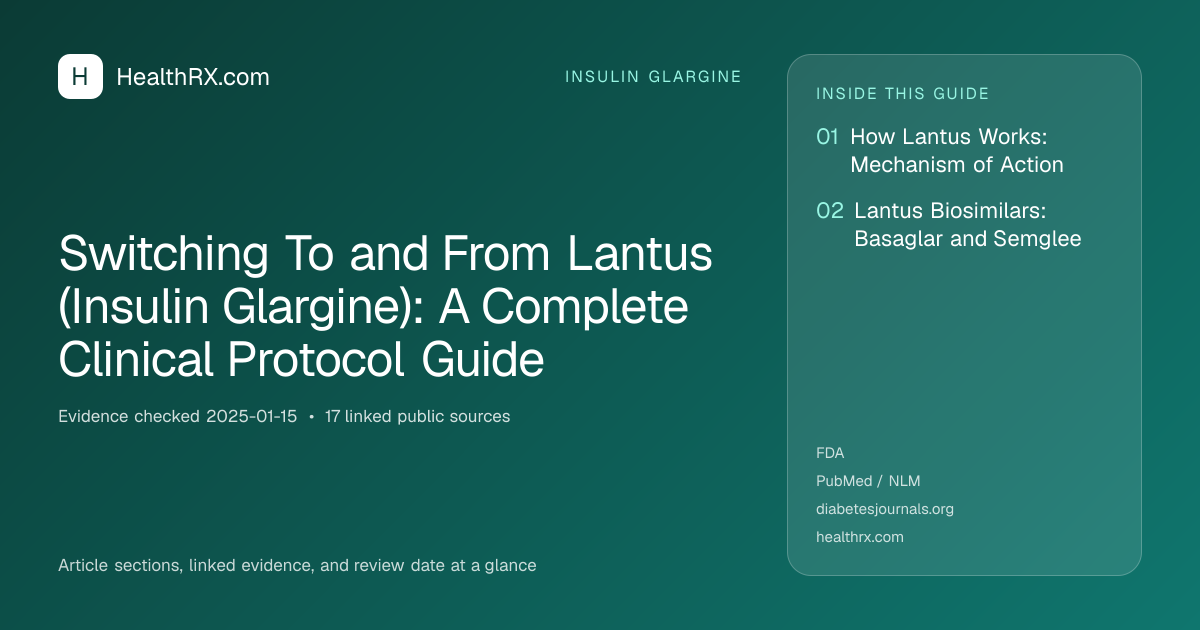 Evidence overview for insulin glargine: Switching To and From Lantus (Insulin Glargine): A Complete Clinical Protocol Guide