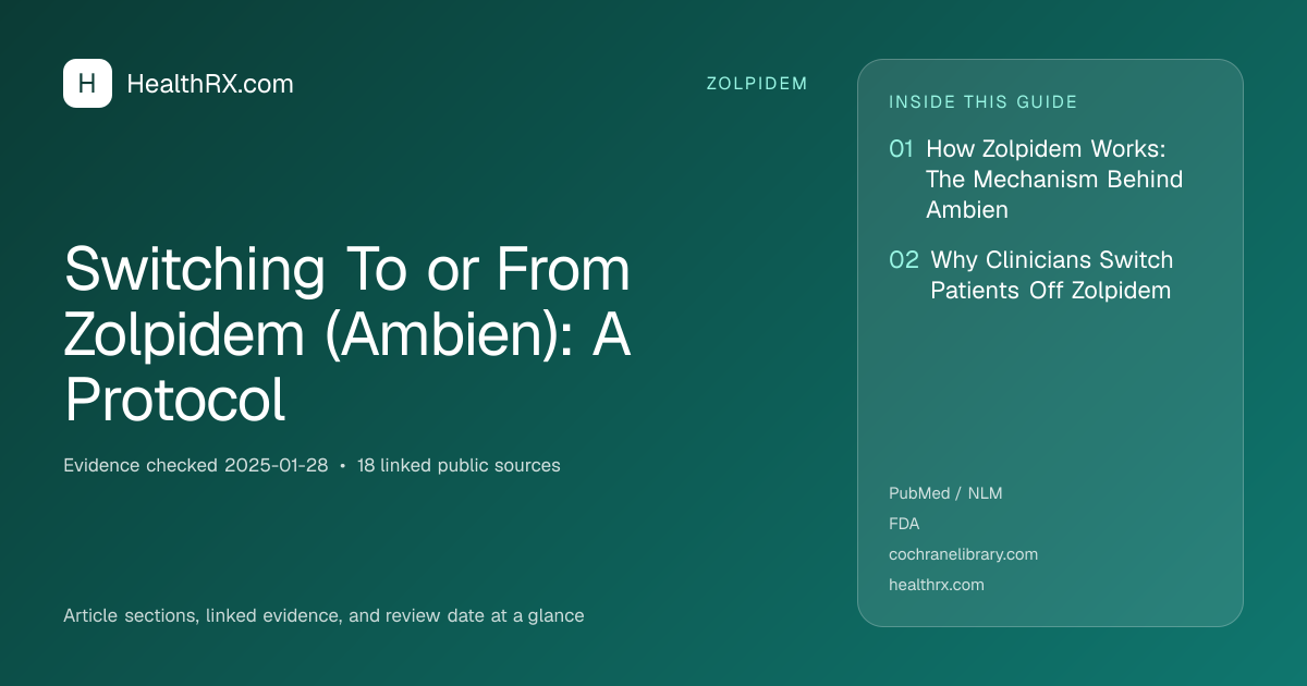 Evidence overview for zolpidem: Switching To or From Zolpidem (Ambien): A Protocol