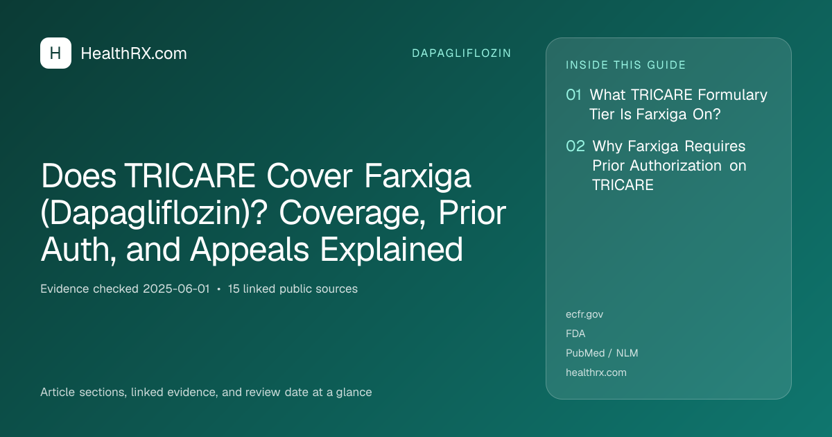 Evidence overview for Does TRICARE Cover Farxiga (Dapagliflozin)? Coverage, Prior Auth, and Appeals Explained