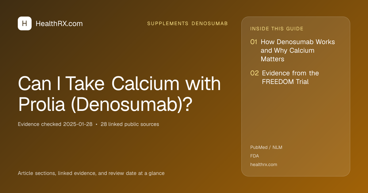 Evidence overview for supplements denosumab: Can I Take Calcium with Prolia (Denosumab)?