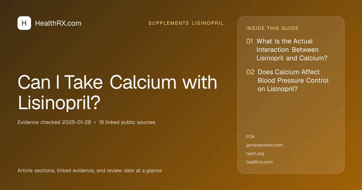 Evidence overview for supplements lisinopril: Can I Take Calcium with Lisinopril?