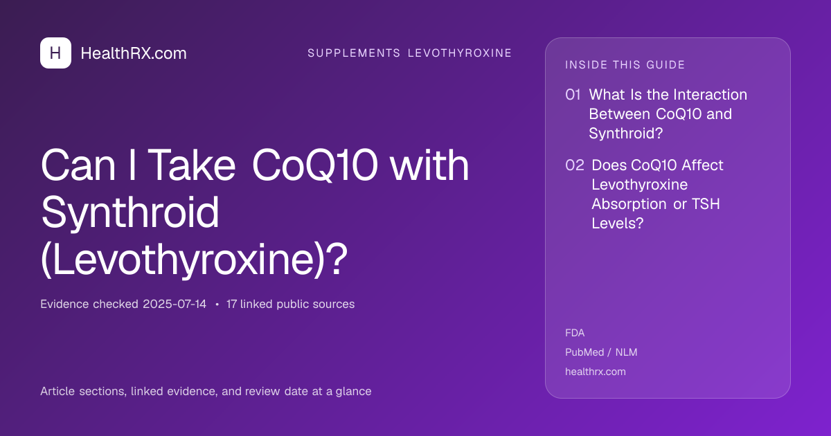 Evidence overview for supplements levothyroxine: Can I Take CoQ10 with Synthroid (Levothyroxine)?