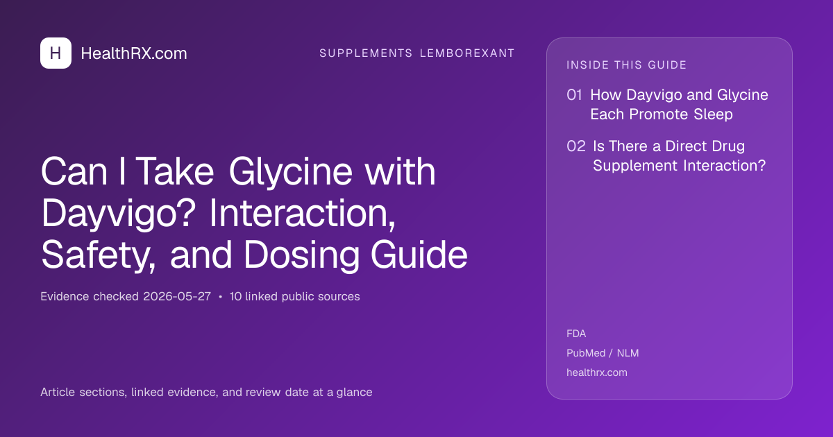 Evidence overview for Can I Take Glycine with Dayvigo? Interaction, Safety, and Dosing Guide