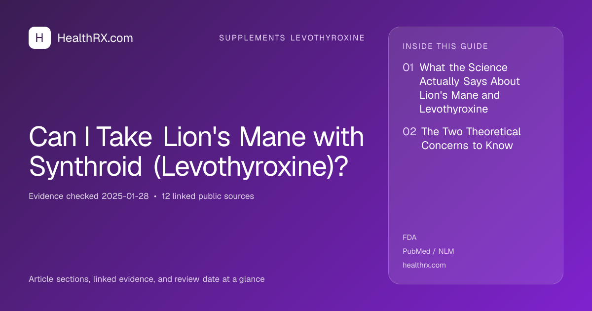 Evidence overview for supplements levothyroxine: Can I Take Lion's Mane with Synthroid (Levothyroxine)?