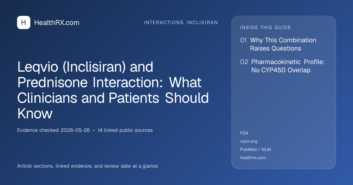 Evidence overview for Leqvio (Inclisiran) and Prednisone Interaction: What Clinicians and Patients Should Know