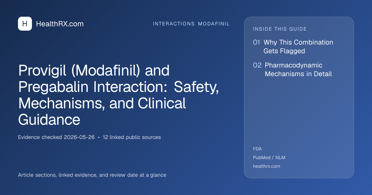Evidence overview for Provigil (Modafinil) and Pregabalin Interaction: Safety, Mechanisms, and Clinical Guidance