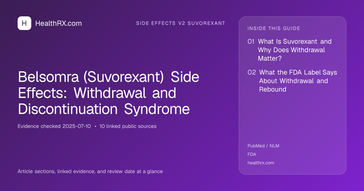 Evidence overview for Belsomra (Suvorexant) Side Effects: Withdrawal and Discontinuation Syndrome
