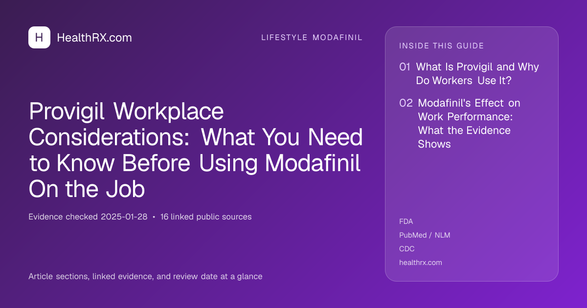 Evidence overview for lifestyle modafinil: Provigil Workplace Considerations: What You Need to Know Before Using Modafinil On the Job