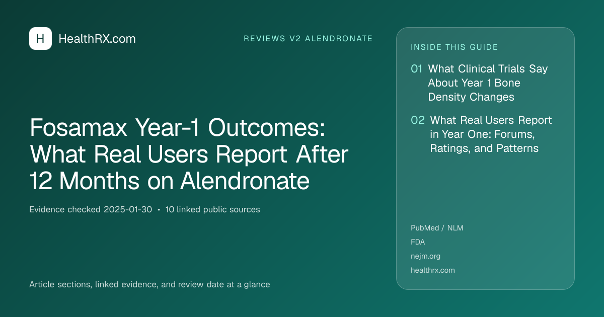 Evidence overview for reviews v2 alendronate: Fosamax Year-1 Outcomes: What Real Users Report After 12 Months on Alendronate