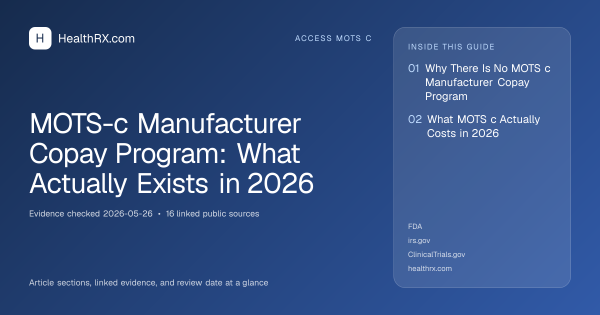 Evidence overview for MOTS-c Manufacturer Copay Program: What Actually Exists in 2026