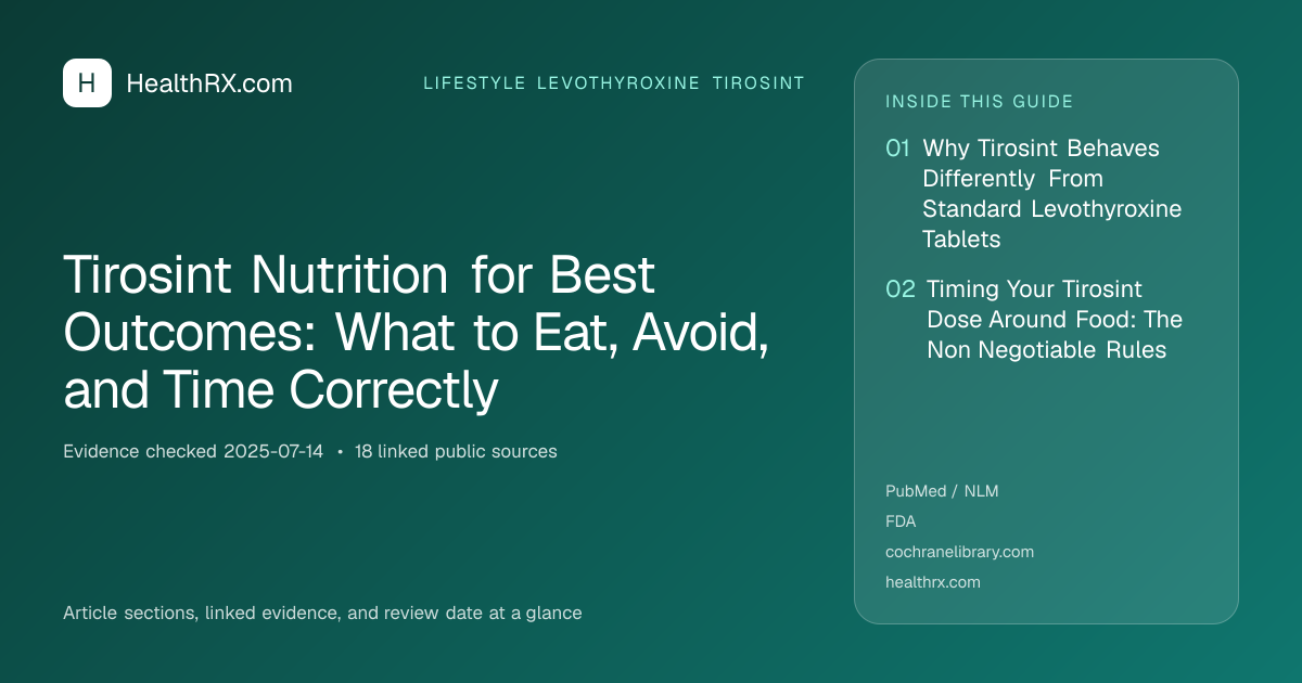 Evidence overview for lifestyle levothyroxine tirosint: Tirosint Nutrition for Best Outcomes: What to Eat, Avoid, and Time Correctly