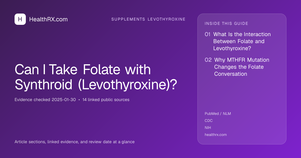 Evidence overview for supplements levothyroxine: Can I Take Folate with Synthroid (Levothyroxine)?