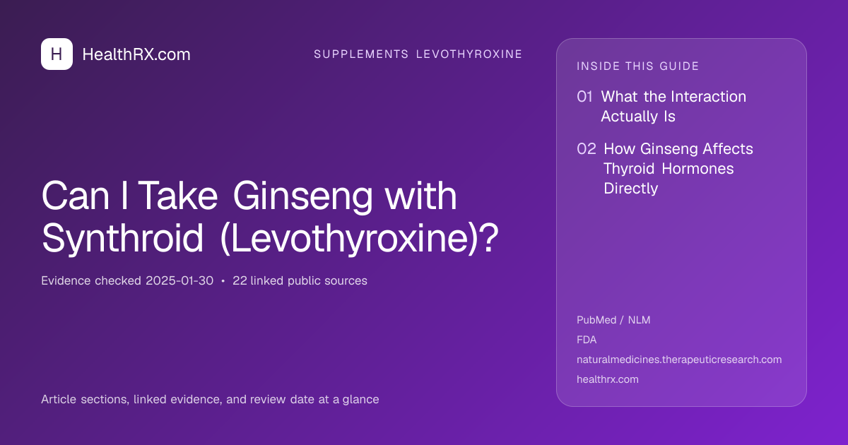 Evidence overview for supplements levothyroxine: Can I Take Ginseng with Synthroid (Levothyroxine)?