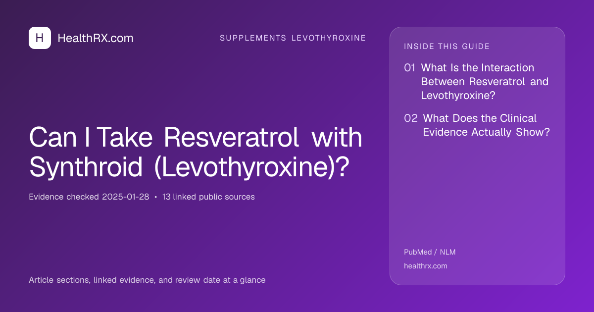 Evidence overview for supplements levothyroxine: Can I Take Resveratrol with Synthroid (Levothyroxine)?