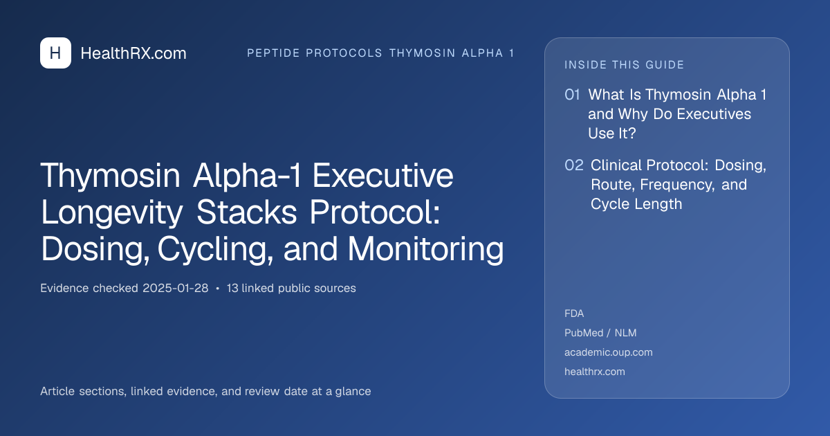 Evidence overview for Thymosin Alpha-1 Executive Longevity Stacks Protocol: Dosing, Cycling, and Monitoring