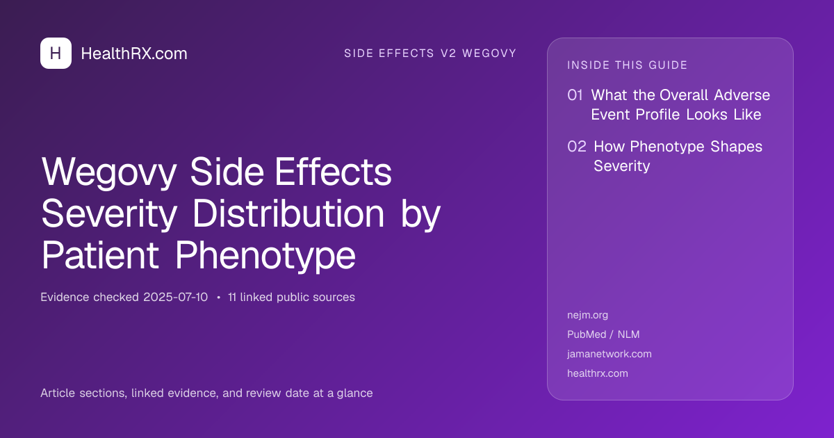 Evidence overview for Wegovy Side Effects Severity Distribution by Patient Phenotype