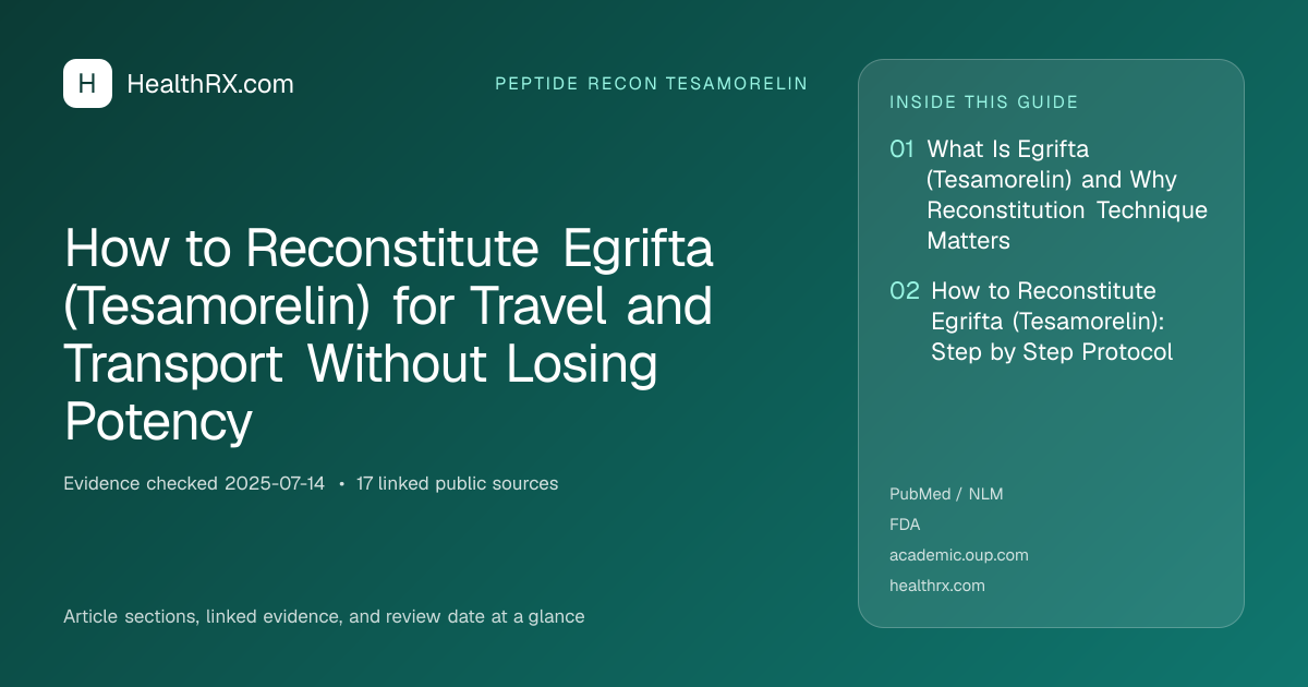 Evidence overview for How to Reconstitute Egrifta (Tesamorelin) for Travel and Transport Without Losing Potency
