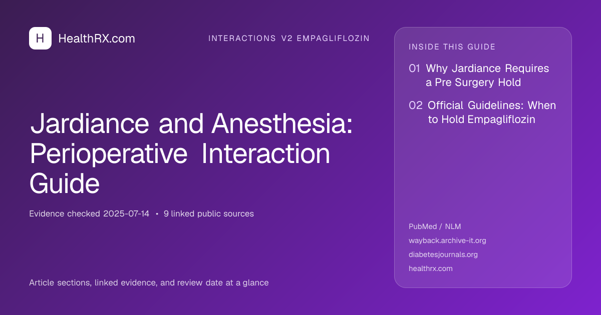 Evidence overview for interactions v2 empagliflozin: Jardiance and Anesthesia: Perioperative Interaction Guide