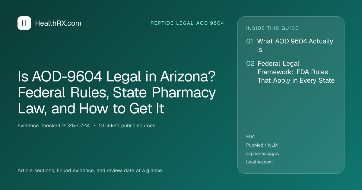 Evidence overview for Is AOD-9604 Legal in Arizona? Federal Rules, State Pharmacy Law, and How to Get It