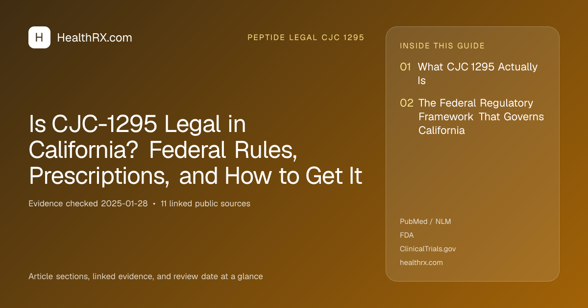 Evidence overview for Is CJC-1295 Legal in California? Federal Rules, Prescriptions, and How to Get It
