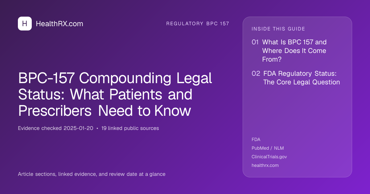 Evidence overview for BPC-157 Compounding Legal Status: What Patients and Prescribers Need to Know