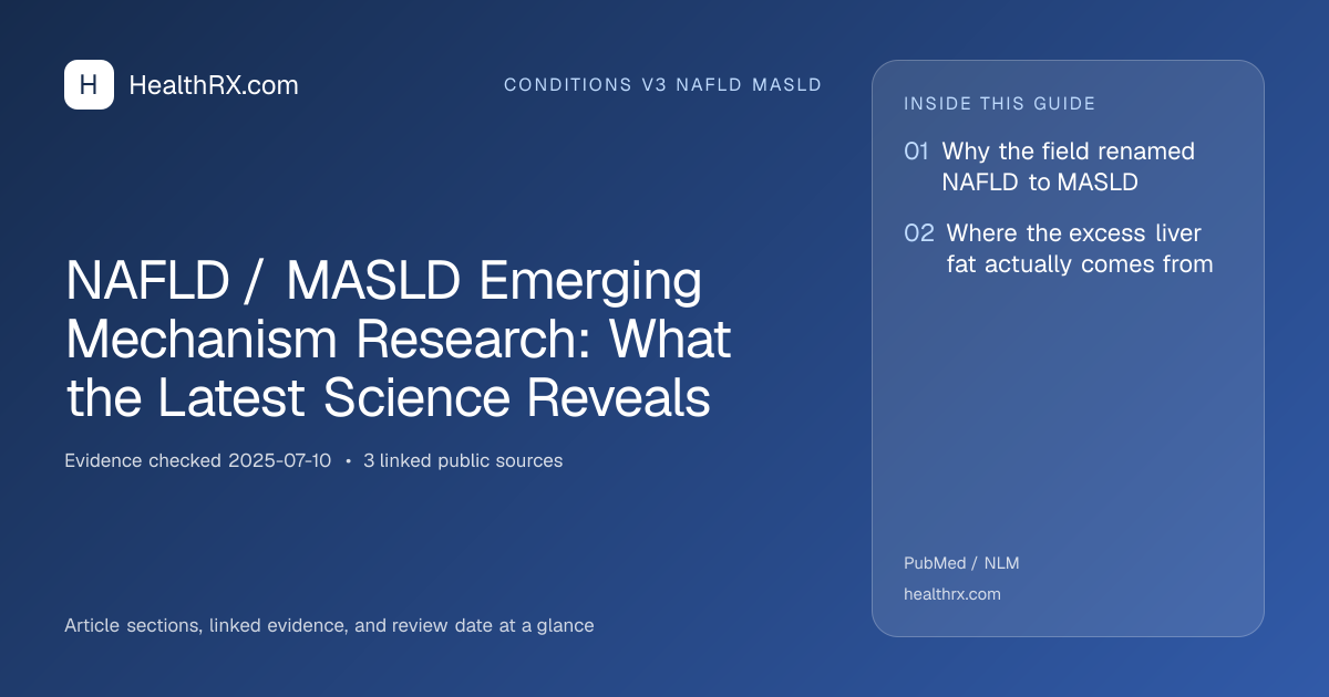 Evidence overview for conditions v3 nafld masld: NAFLD / MASLD Emerging Mechanism Research: What the Latest Science Reveals