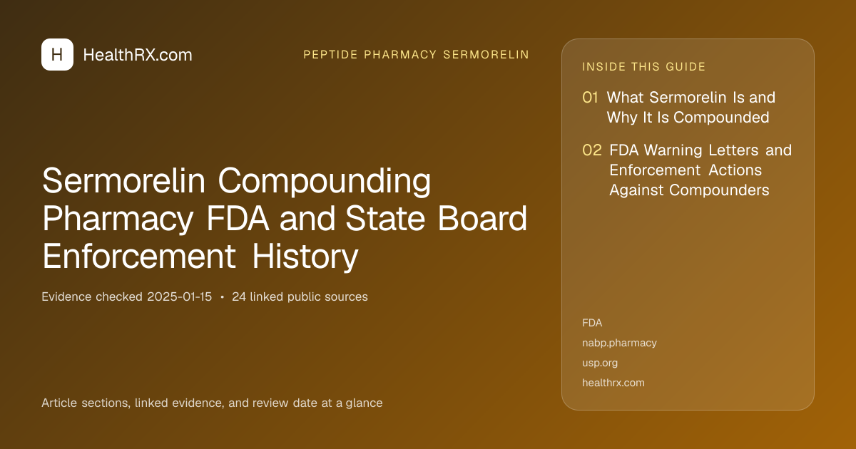 Evidence overview for Sermorelin Compounding Pharmacy FDA and State Board Enforcement History