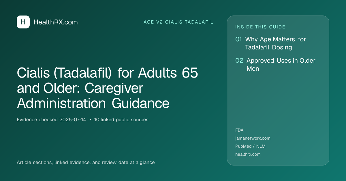 Evidence overview for age v2 cialis tadalafil: Cialis (Tadalafil) for Adults 65 and Older: Caregiver Administration Guidance