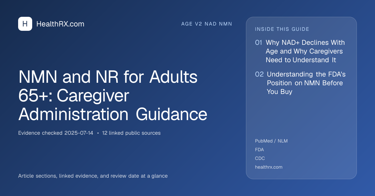 Evidence overview for age v2 nad nmn: NMN and NR for Adults 65+: Caregiver Administration Guidance