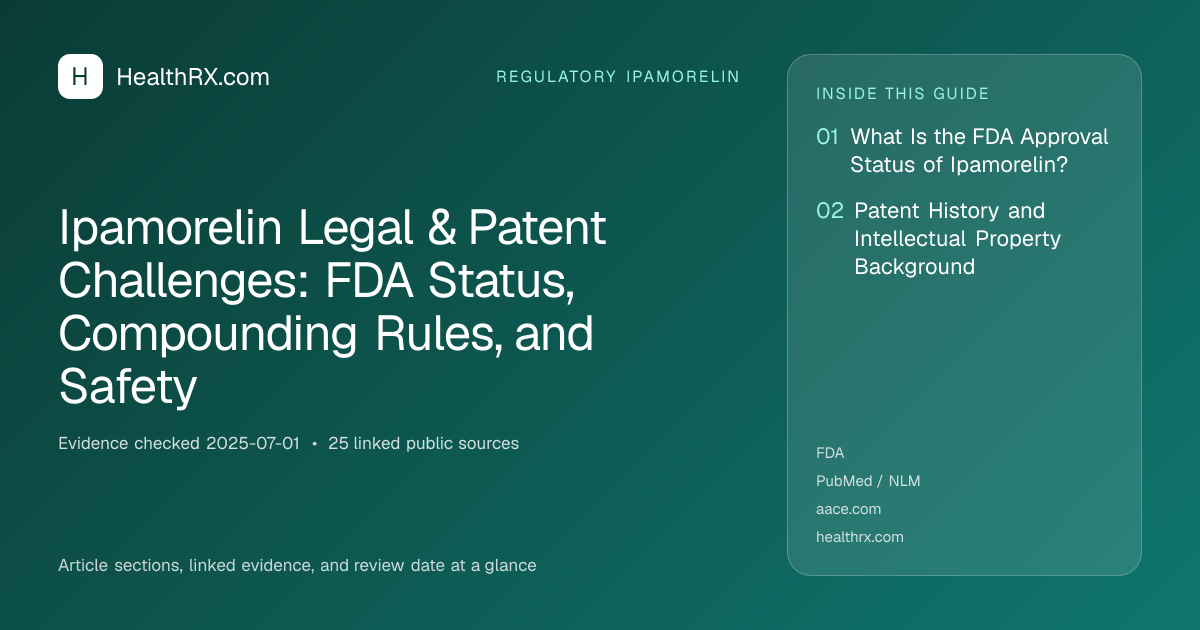 Evidence overview for Ipamorelin Legal & Patent Challenges: FDA Status, Compounding Rules, and Safety